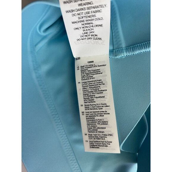 Brooks 40DDE Drive 3 Pocket Run Bra Vivid Teal Compression Wicking Quick Dry - Picture 10 of 11